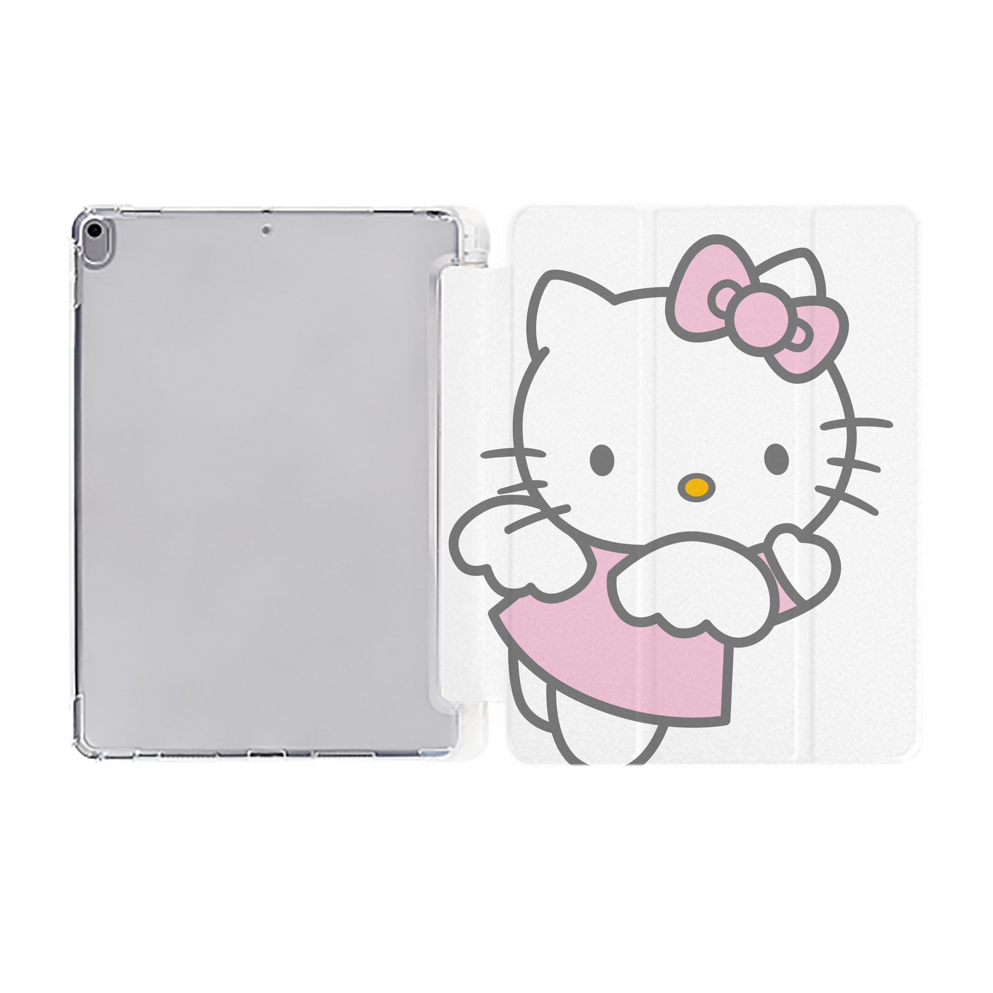（画像用） Hello Kitty ハローキティ IPad ケース ペン収納付き 三つ折りスタンド PUレザー×シリコン 対応機種9.5/10.5/10.9インチ